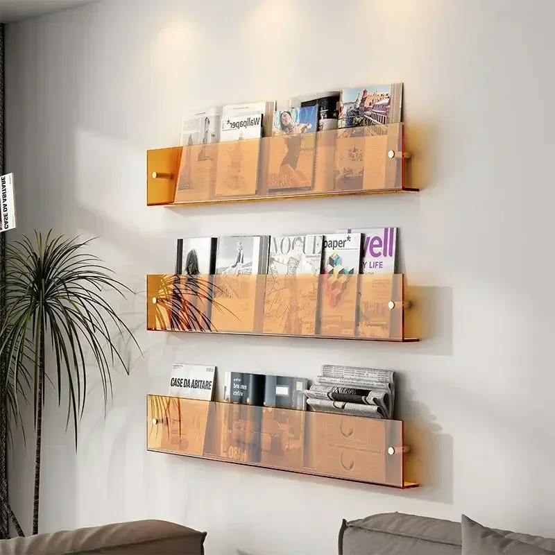 2Pcs Acrylic Newspapers Book Magazine Children's Picture Mounted Decoration Shef Transparent Records Rack 1pcs INS Storage Wall