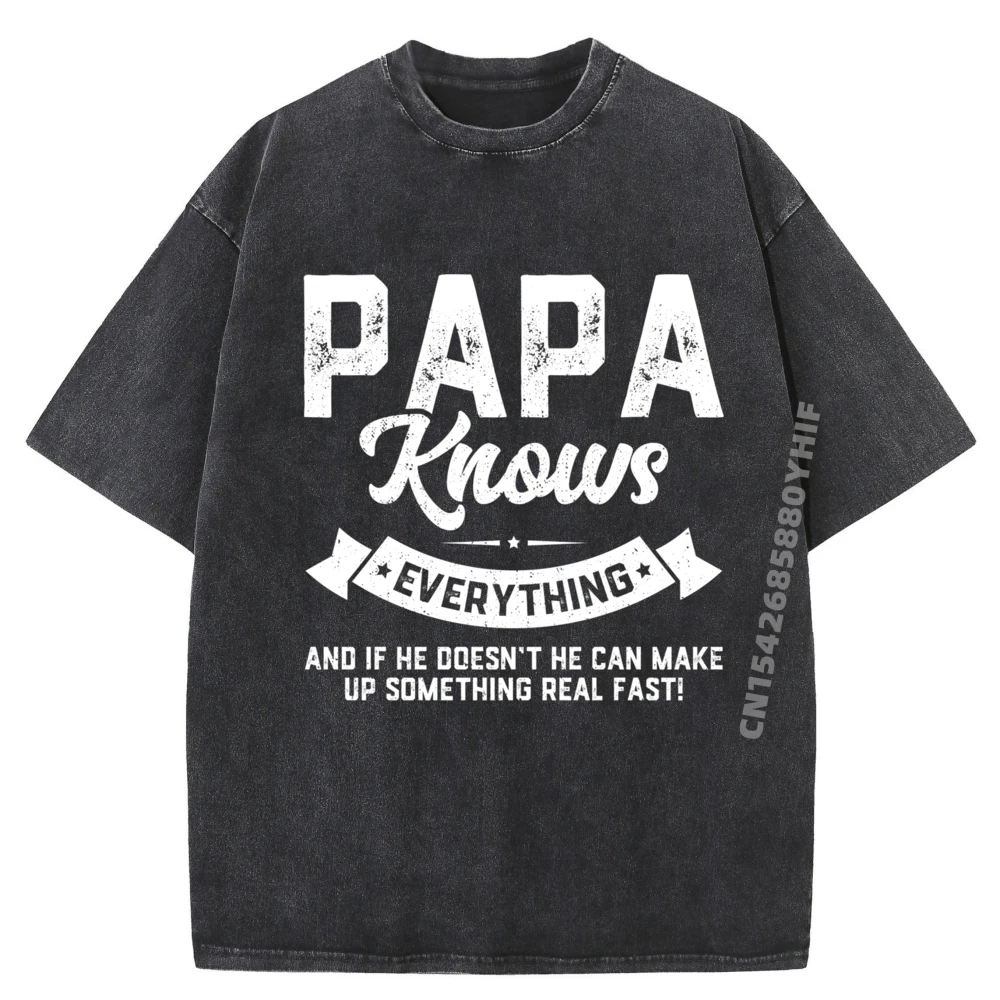 

Papa Knows Everything 60-я забавная черная рубашка с рисунком, модная и модная уличная одежда, стираная одежда