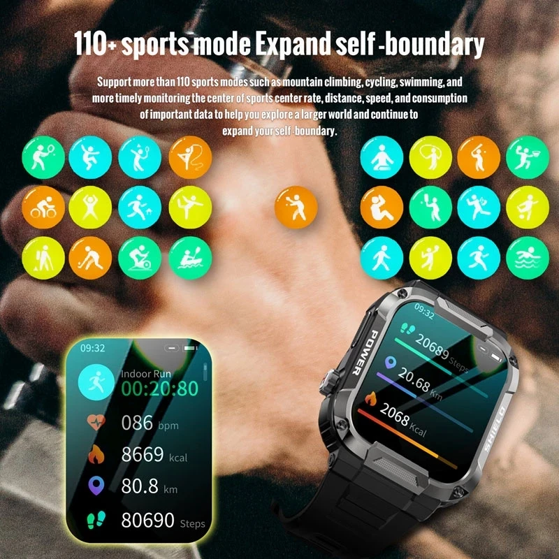 Nowy Bluetooth Call Smart Watch Men IP68 5ATM wodoodporny Outdoor nadajnik sportowy Fitness Monitor zdrowia Smartwatch dla androida IOS