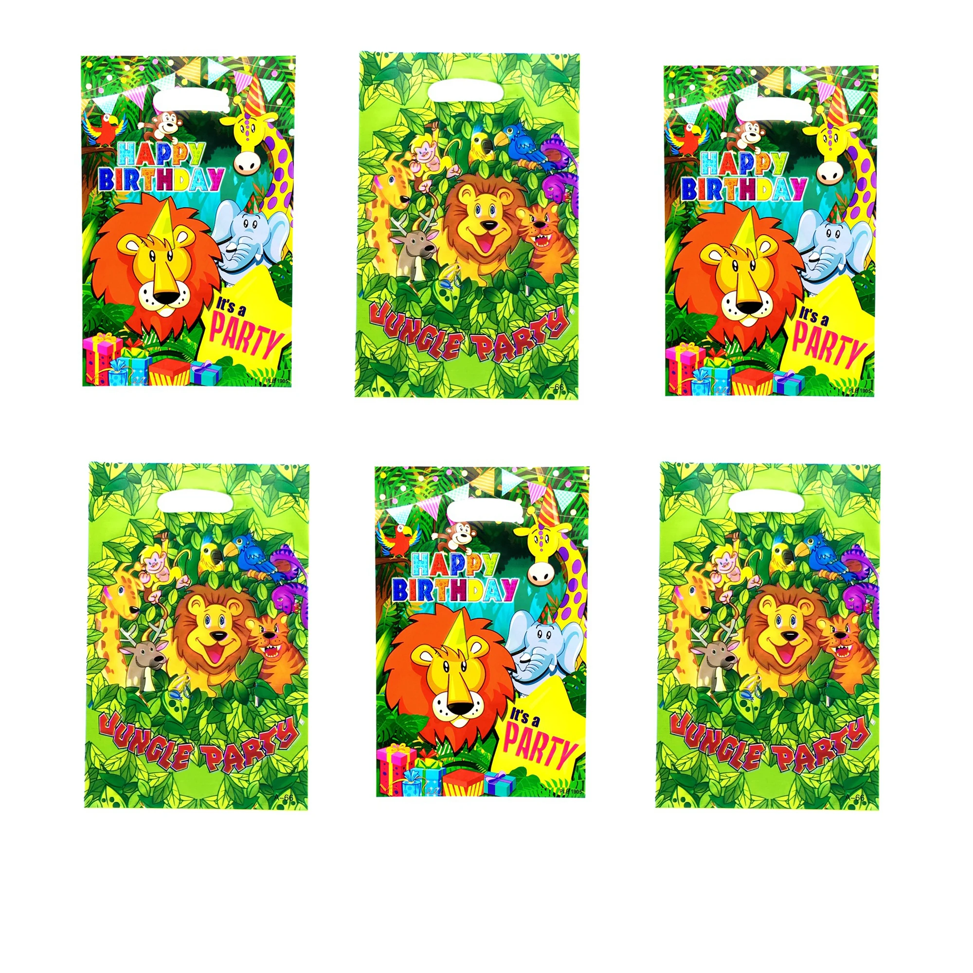 10pcs/lot Jungle Animals Lion Theme Happy Birthday Party Candy Surprise Disposable Plastic Decorative Gifts Loot Bags