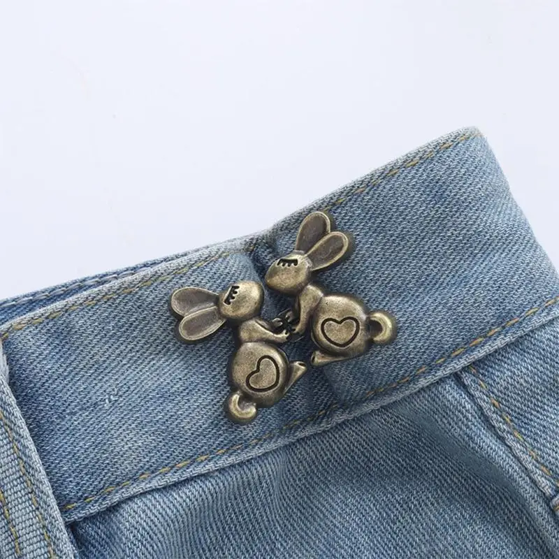 

652F Reusable Tighten Waist Button Cartoon Rabbit Fastener Buckle for Jeans