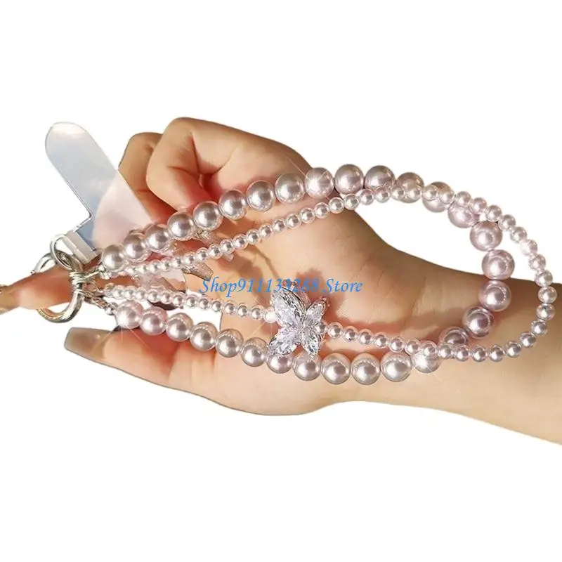 G88D Decorative Phone Case Charm Beaded Chain Anti-Lost String Chain for Women Girls Phone Decoration Pendant