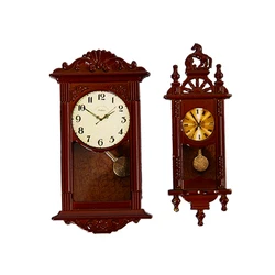 1pc 1:12 Retro Dollhouse Miniature Wall Clock Doll House Home Decor Accessories Toy For Children Pretend Furniture Play