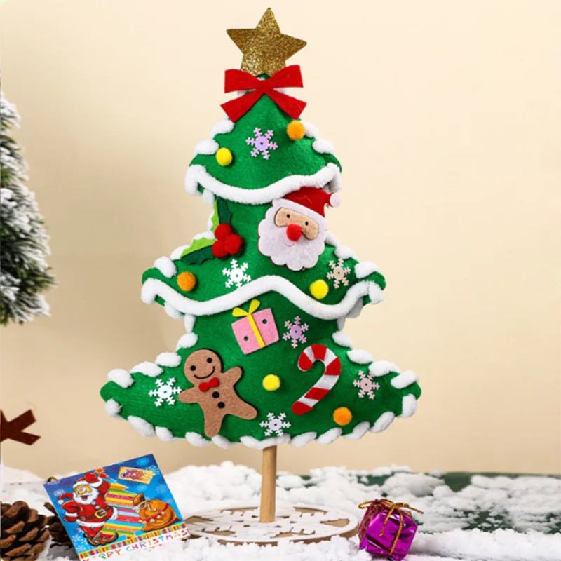 Zestaw świąteczny do rękodzieła dla dzieci, włóknina, choinka, kreatywna dekoracja na biurko