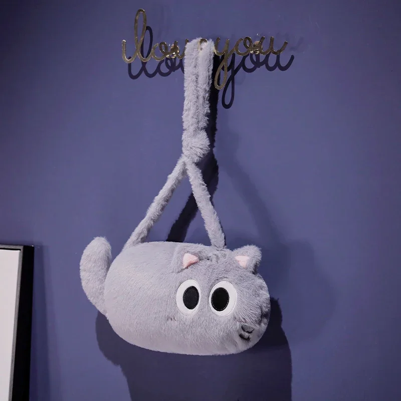Sac à dos en peluche chat de dessin animé mignon et amusant, Kawaii, grande capacité, poupée en peluche, cadeaux pour amis, sac à dos de voyage