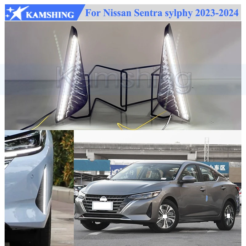 

Kamshing 1 комплект, модифицирующие светодиодные дневные ходовые огни для Nissan Sentra Sylphy 2023-2024, передние декоративные фары, противотуманные фары