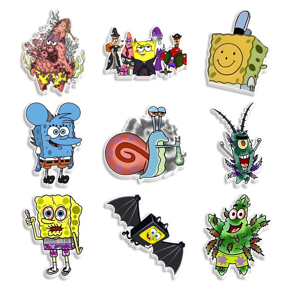 10 Pcs /Lot Halloween SpongeBob Pierced Series Flatback Resin Planar Acrylics Assorted Cabochon DIY Making Hair Bows Earrings