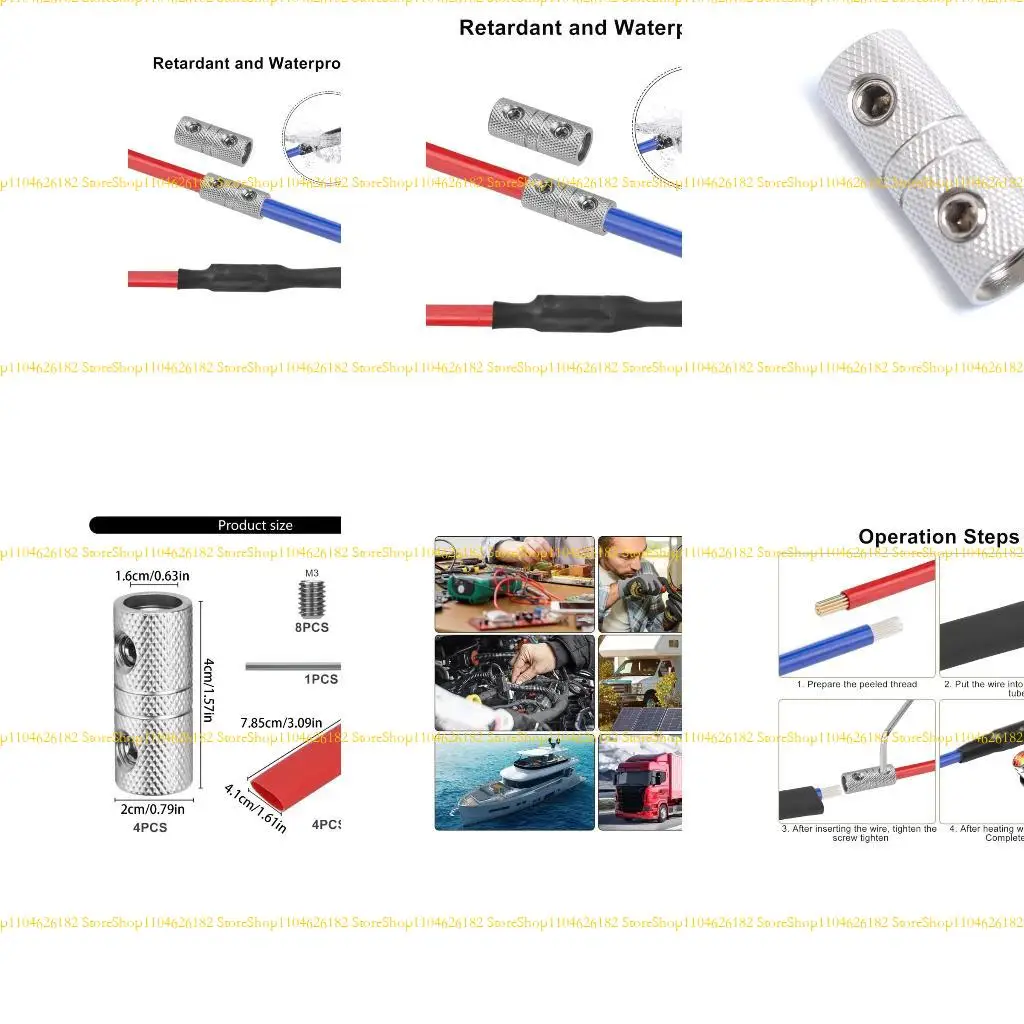 

Q2Q4 0 Gauge Wire Stereo Car Metal Terminals Butt Connectors Car Stereo Power Coupler