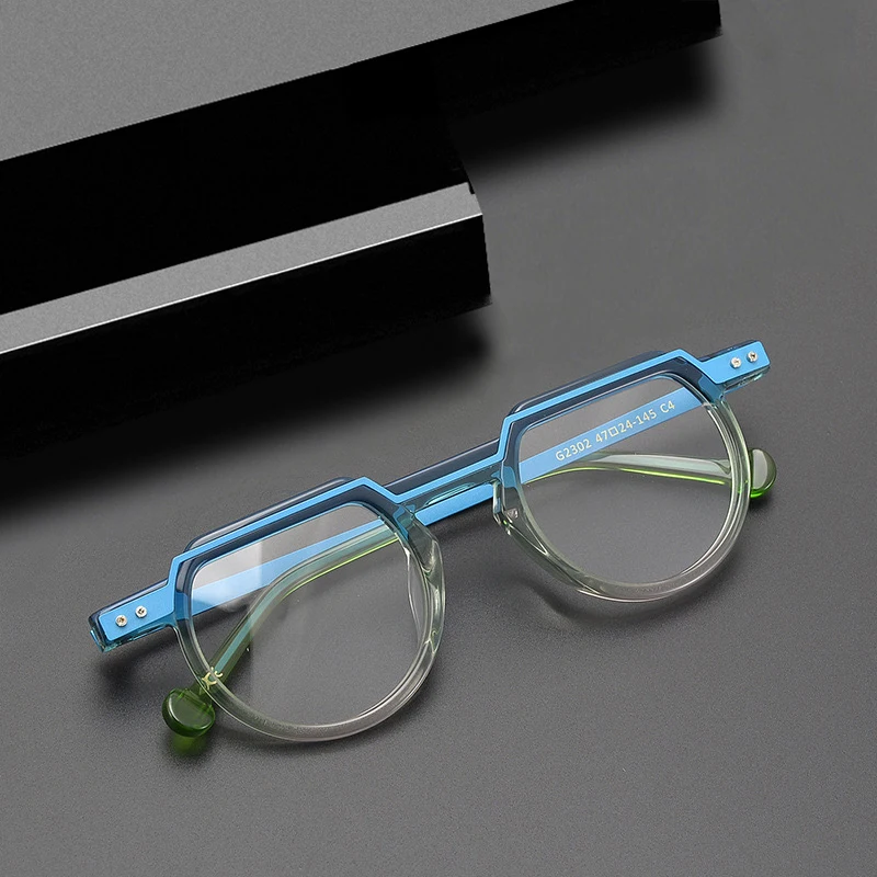 G2302 Round frame titanium glasses Fashion designer men's hand-framed optical presbyopia myopia reading glasses