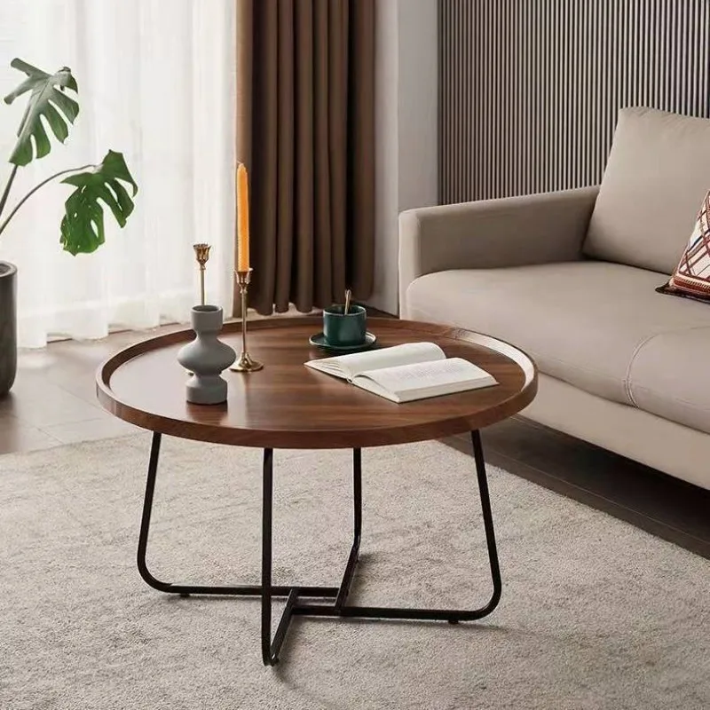Nordic Light Luxury Tea Table Multi-functional Modern Simple Living Room Home Small Apartment Round Table Home Placement Design