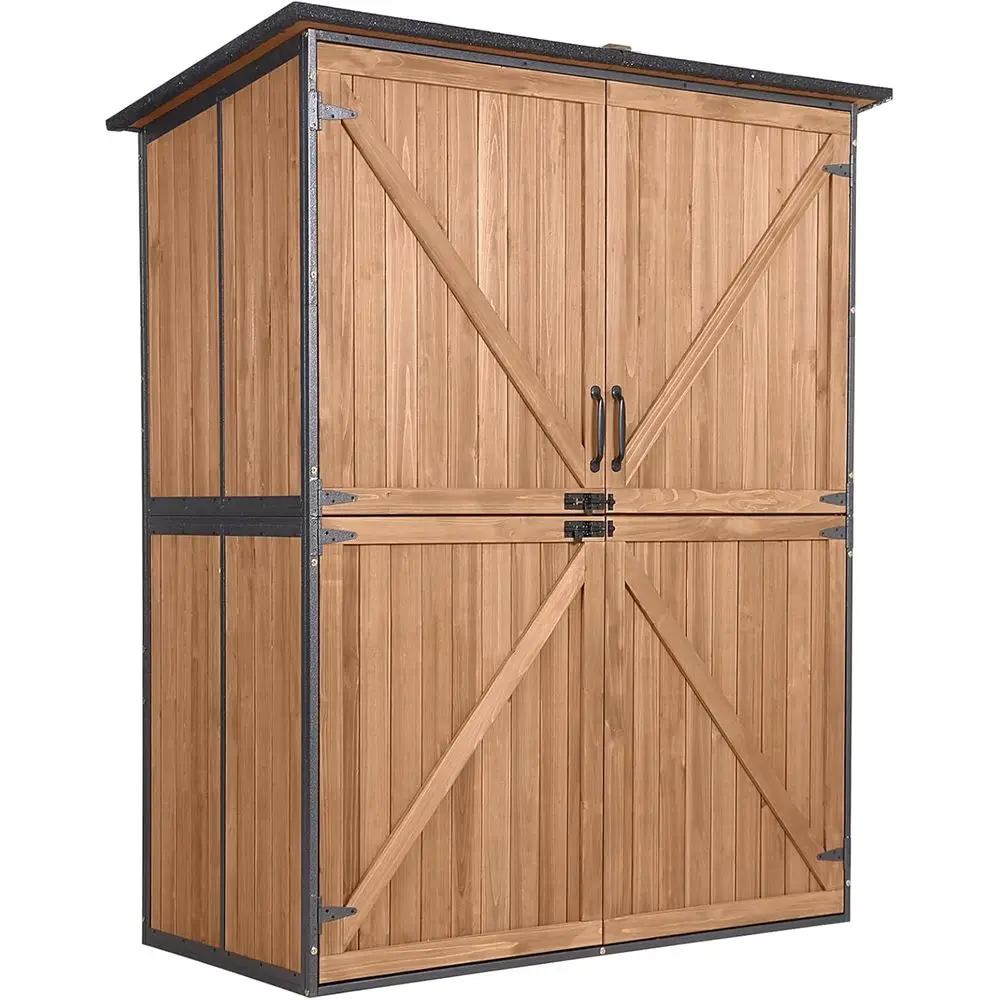 

Коричневый металлический сарай для хранения с полом для улицы, сада, патио и газона