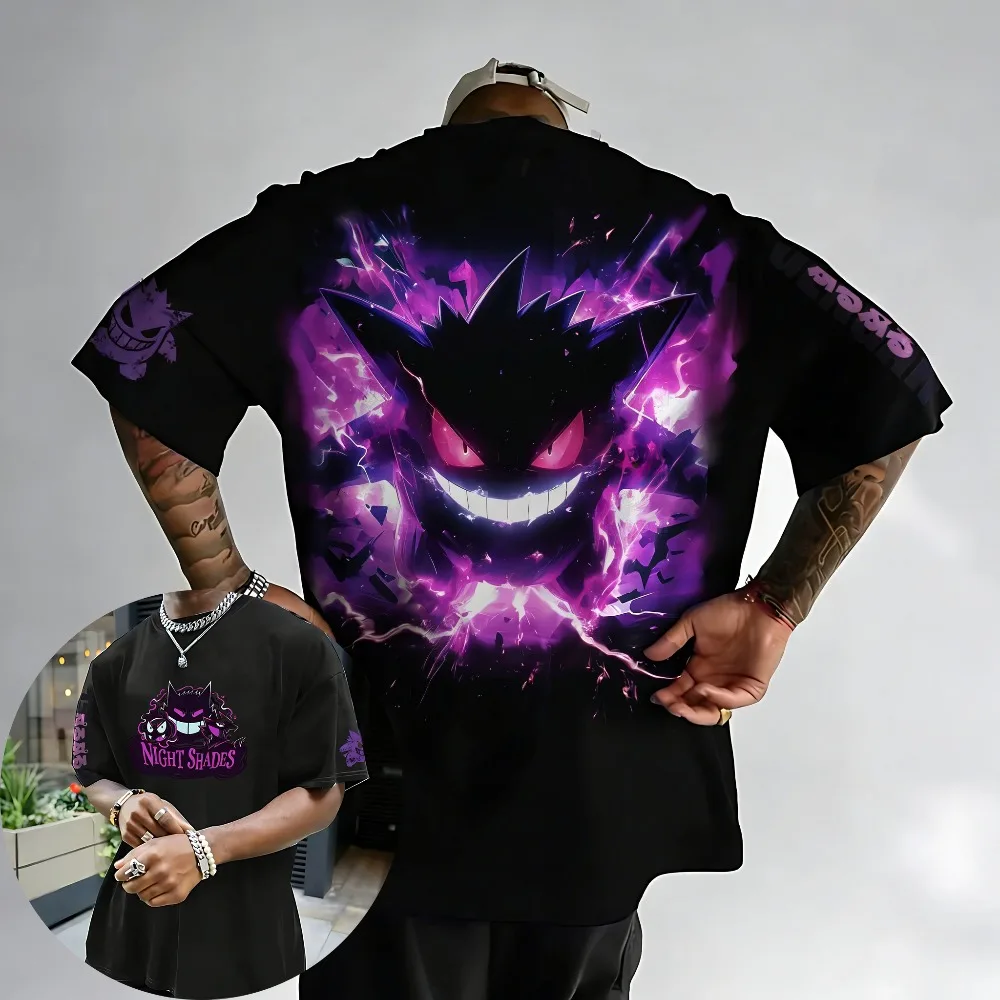 

Оверсайз футболка унисекс из хлопка с принтом Покемон Генгар, летняя коллекция 2026, в стиле Харадзюку, аниме, Y2K, хип-хоп, повседневная