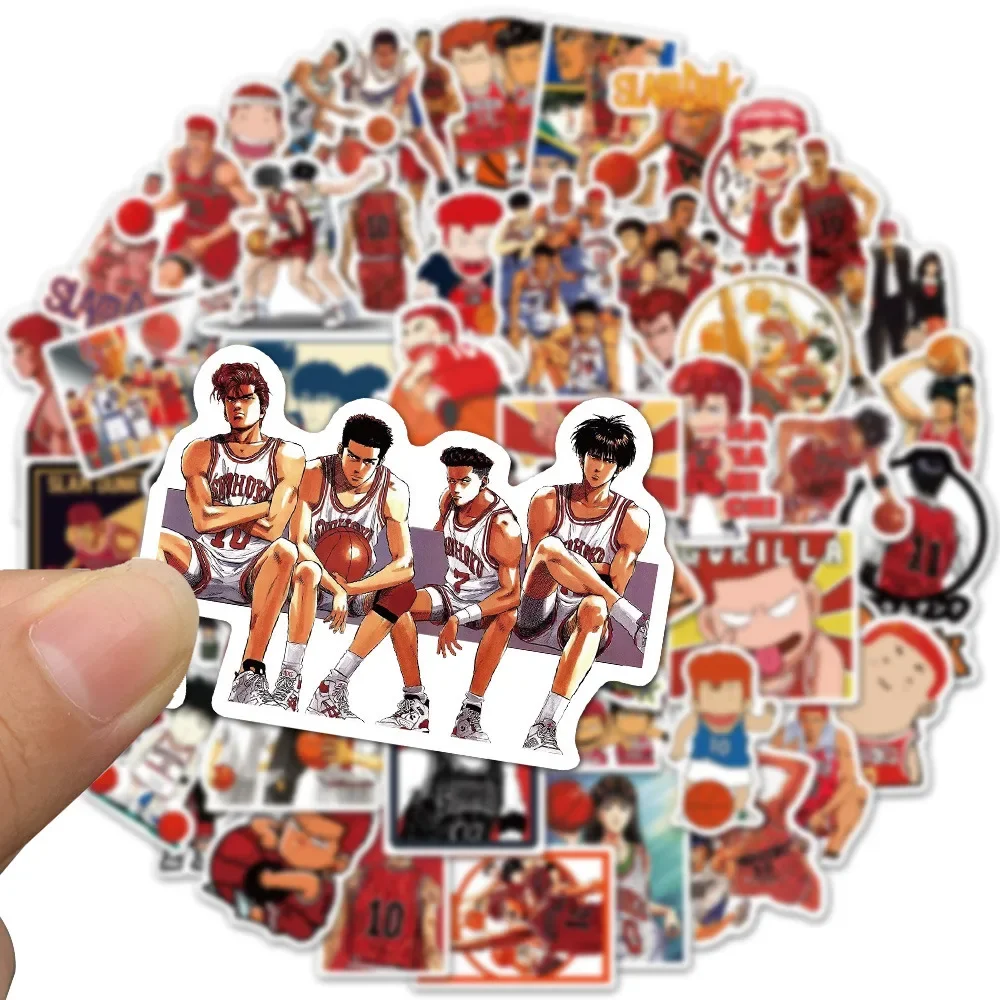 50 Non-repeated SLAM DUNK Anime Stickers for Luggage Car Fridge Decor, Sports Cartoon Graffiti Decals