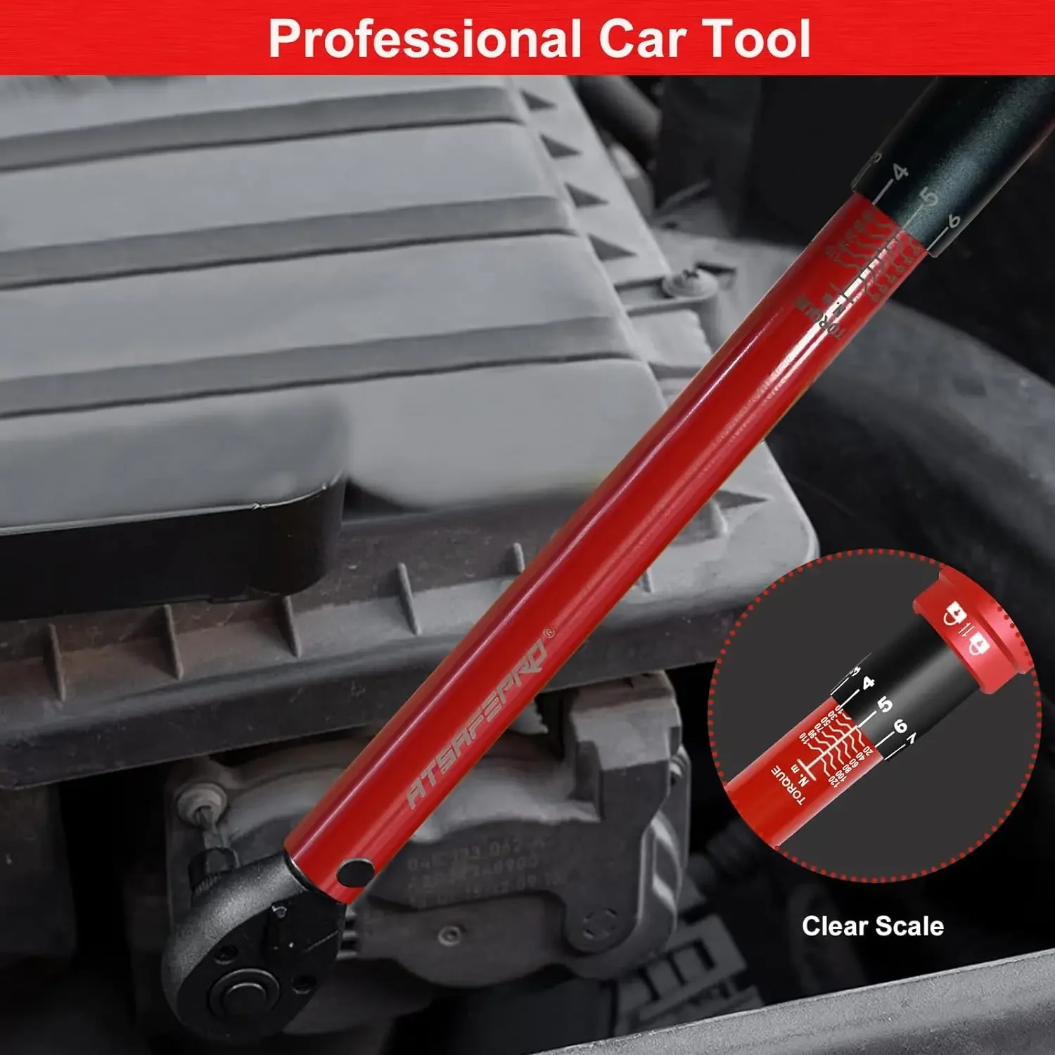 ATsafepro 3/8 inch Torque Wrench Adjustable in Both Directions10-120 Nm Accuracy 3% for Car Motorcycle and Bicycle Maint