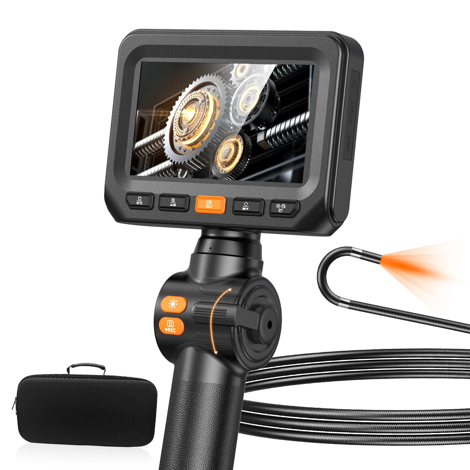 

Промышленные бороскопы OEM/ODM, 8 светодиодов, 4,3-дюймовый шарнирный руль, осмотр домашней трубы, проверка фото-видео USB