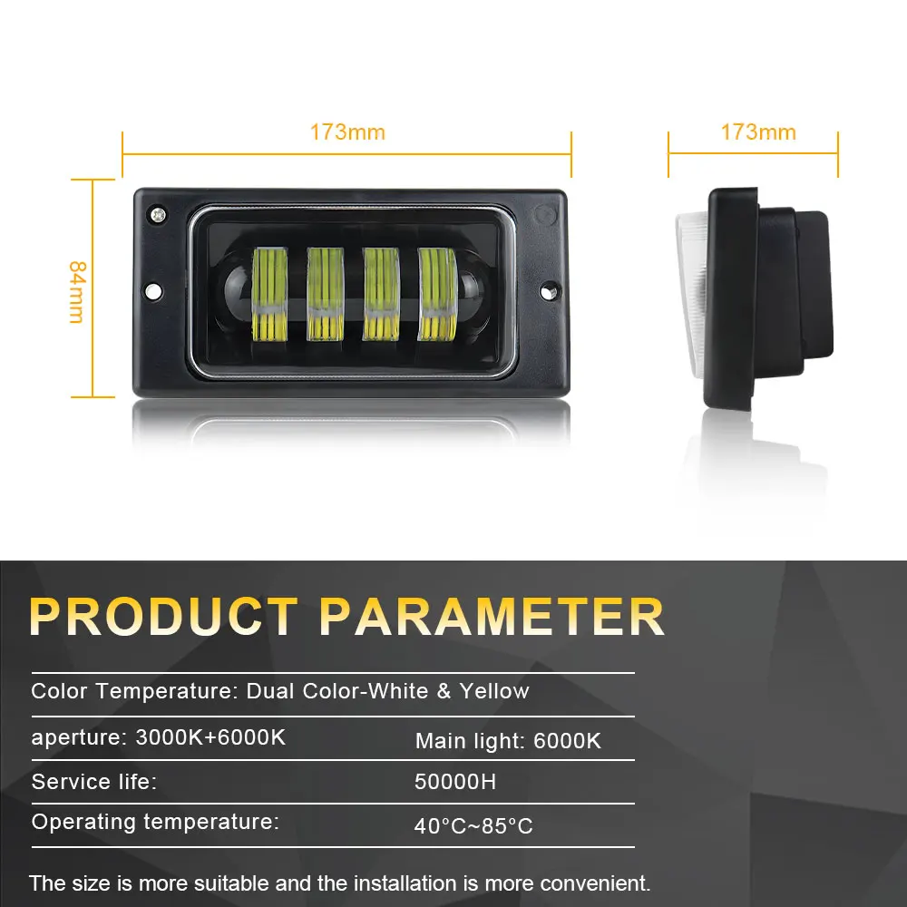 Car LED Fog Light Assembly Square Fog Passing Headlight Waterproof 12V 6000K White Cars Front Fog Lamp For Lada 2010 -2017