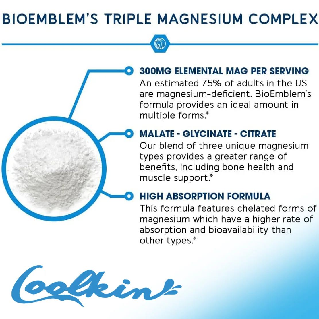 Triple Magnesium Complex | 300 Mg Magnesium Glycine, Malate, and Citrate for Muscle Relaxation, Sleep, Calmness, and Energy