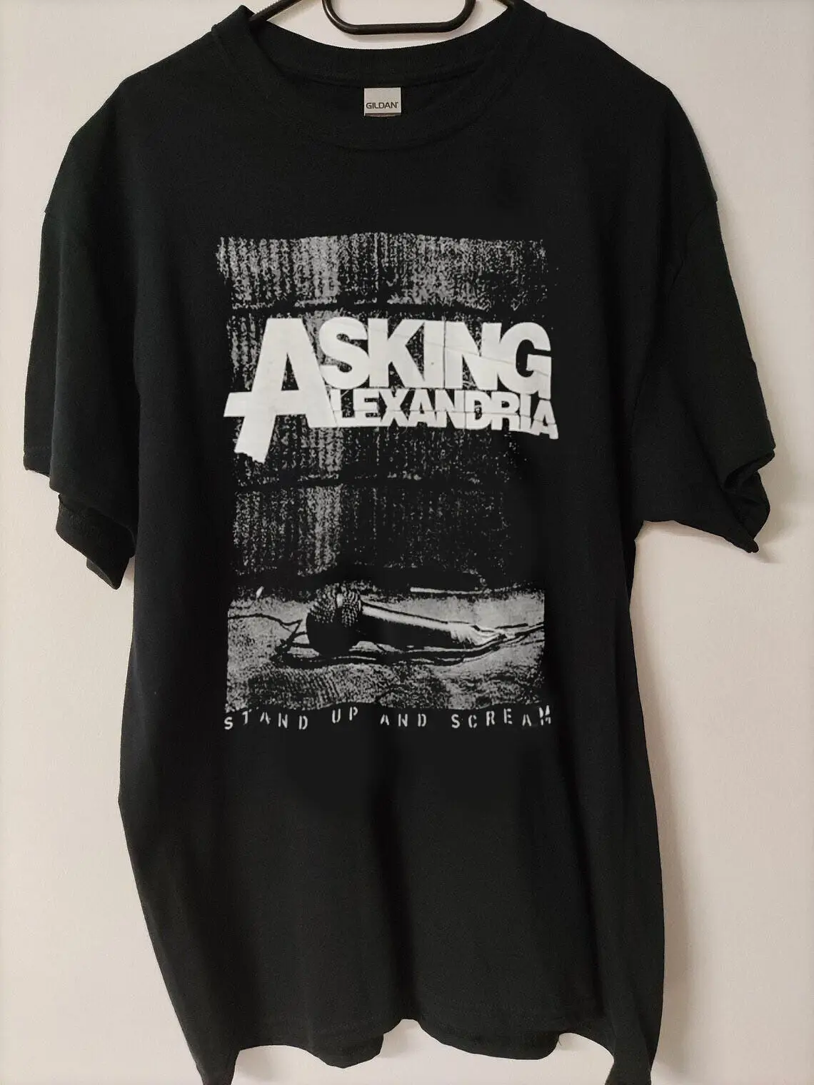 Camiseta de Asking Alexandria, camisa de música de Metal, Stand Up And Scream Te7866
