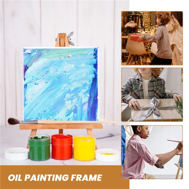 

New!!10Pcs/Set 15Cm White Blank Art Boards Mini Stretched Artist Canvas Art Board Acrylic Oil Paint Wood+Cotton For Artwork Pain