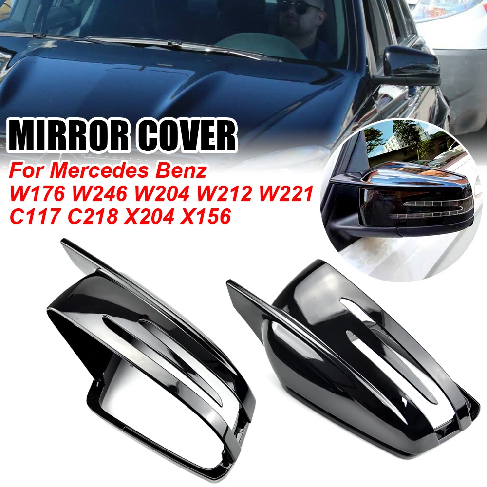 

For Benz W176 W246 W212 W204 C117 X204 A B C E S CLA GLA GLK Class ABS Side Mirror Cover Wing Cap Door Trim Adhesive Sticker