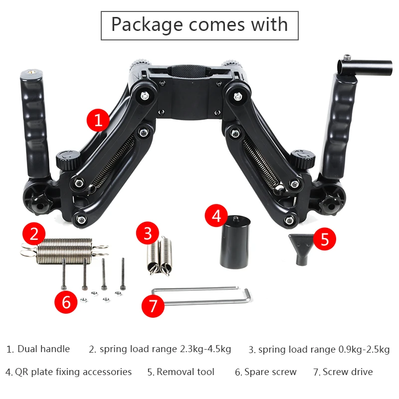 3 Axis Spring Dual Handle Gimbal Hold Arm for ZHIYUN Crane 2 DJI Ronin S MOZA AIRCROSS Smooth 4 OSMO mobile 2 AK2000 AK4000 BOB2