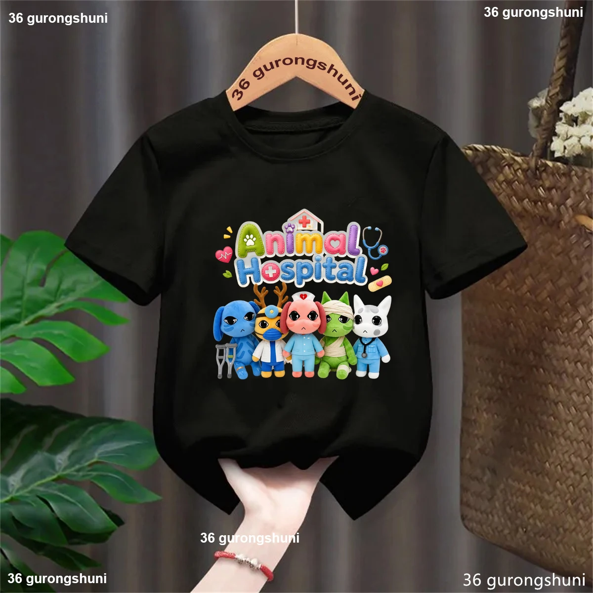 New Animal Hospital Game Cartoon Characters Graphic Print T-shirts Boys/Girls Fashion Short Sleeve Solid Tshirt Tops Clothing