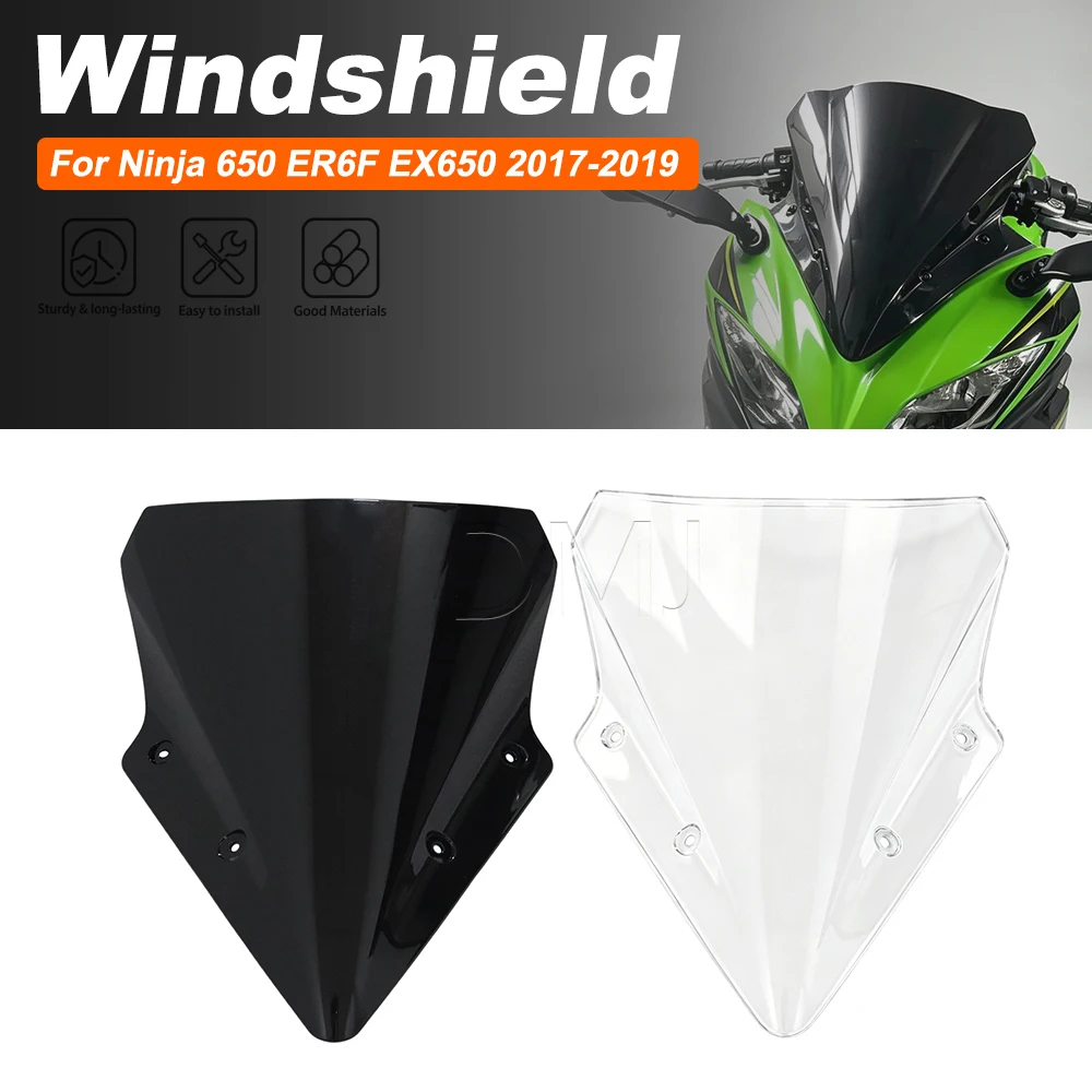 For Kawasaki Ninja 650 ER6F EX650 2017 2018 2019 Motorcycle Double Bubble Windshield Deflector Protector Windscreen Accessories