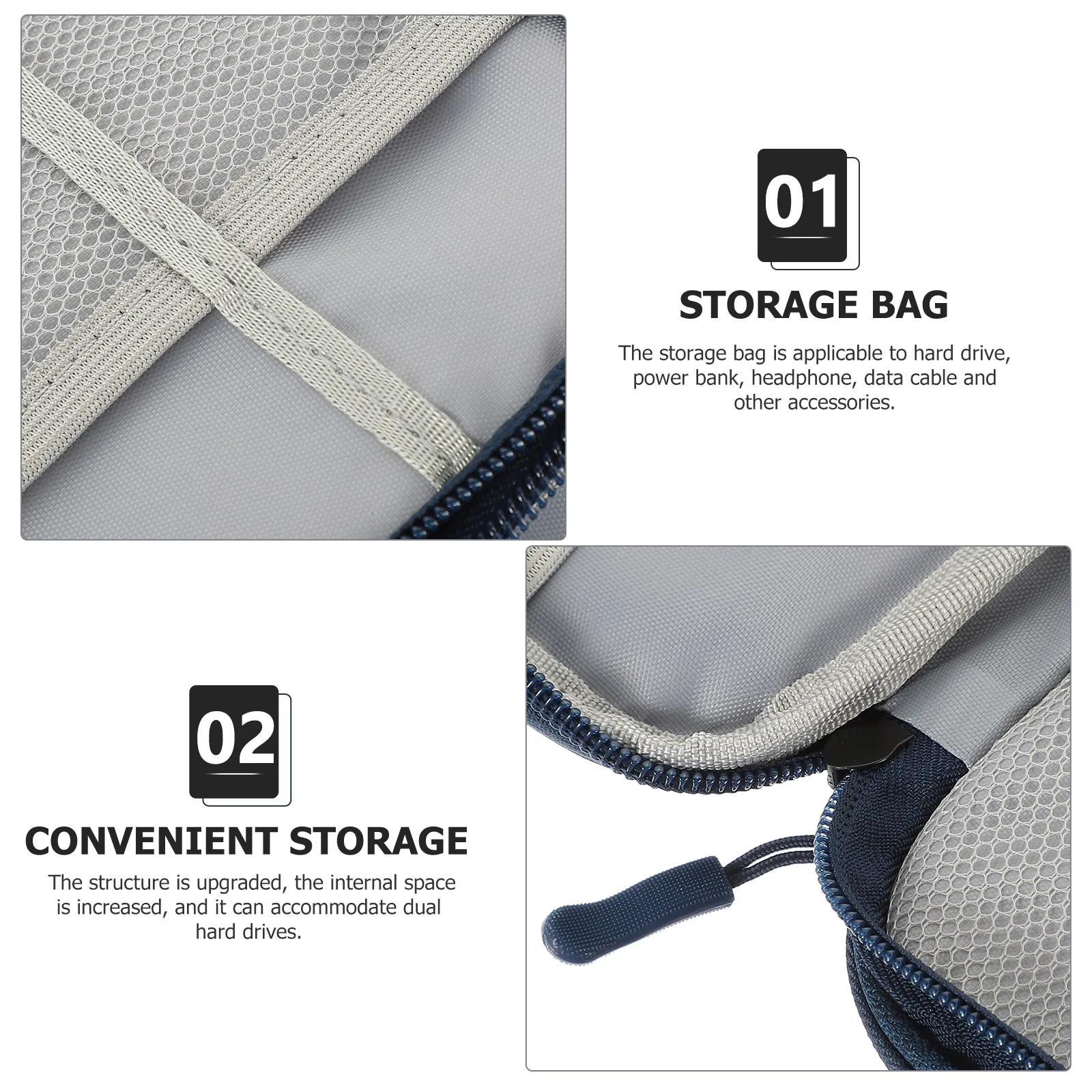 

Electronic Accessories Organizer Pouch Sturdy Cable Storage Bag For Travel Business School Large Capacity Lightweight Smooth