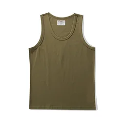 Amekaji Vintage Vest Men 2023 Spring Summer New Heavy Cotton Solid Color Sport Fitness Vest Casual Sleeveless Bottoming Top