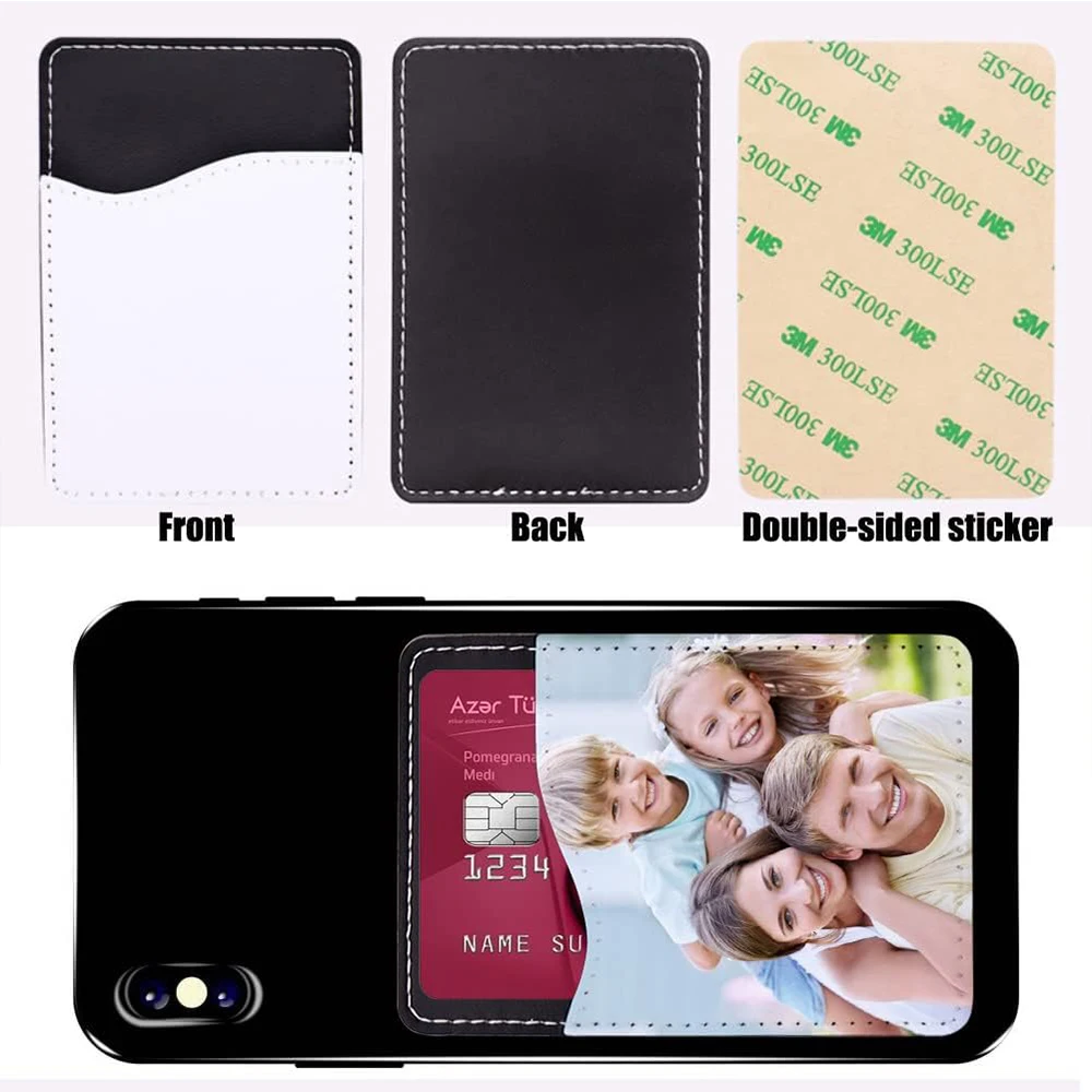 5/10Pcs Sublimation PU Leather Card Holder Sublimation Blank Phone Wallet PU Leather Card Pocket Adhesive Cell Phone Case