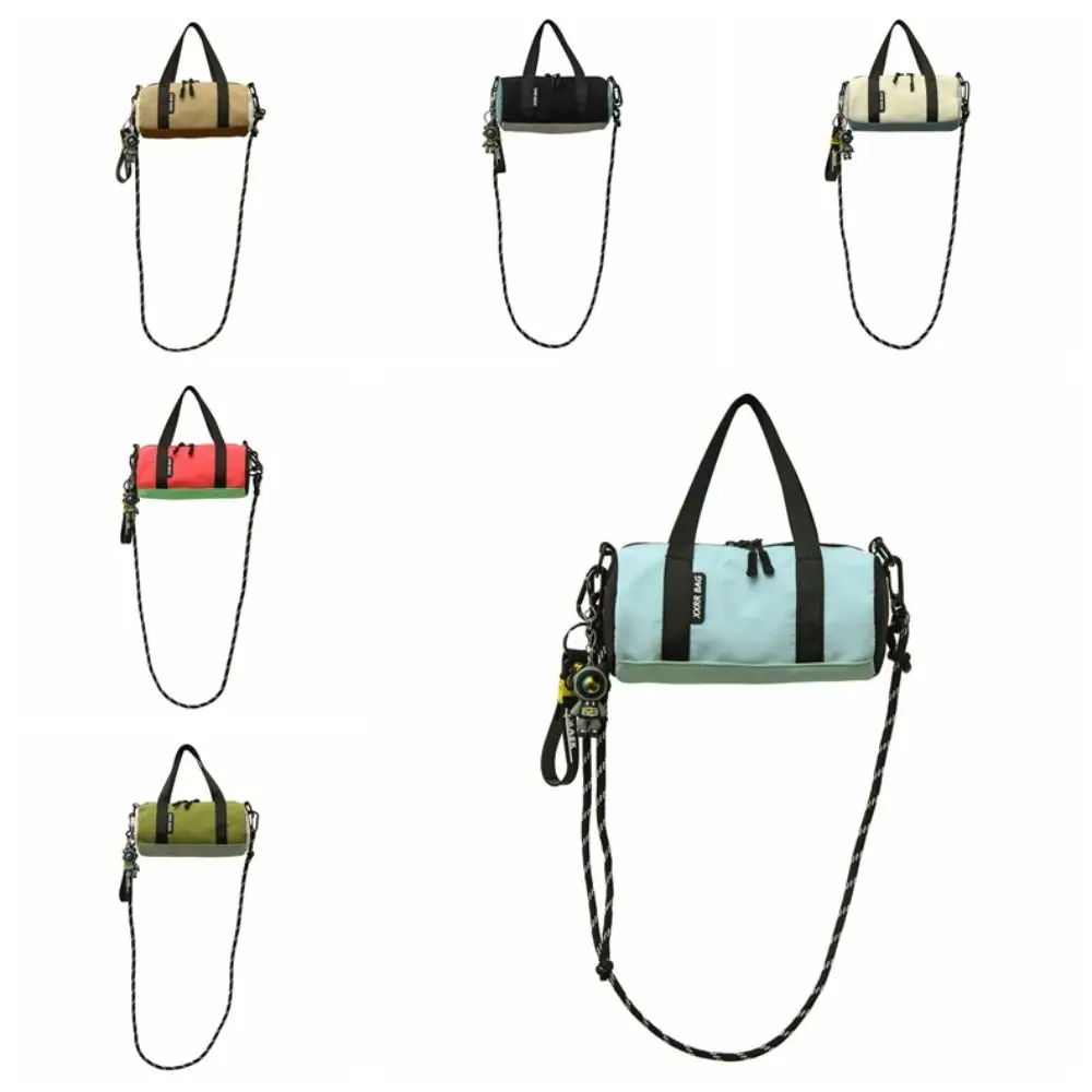 Универсальная мужская цилиндрическая сумка с тонким ремешком, легкая молния, кошелек контрастного цвета, портативная дышащая маленькая нейлоновая сумка для работы