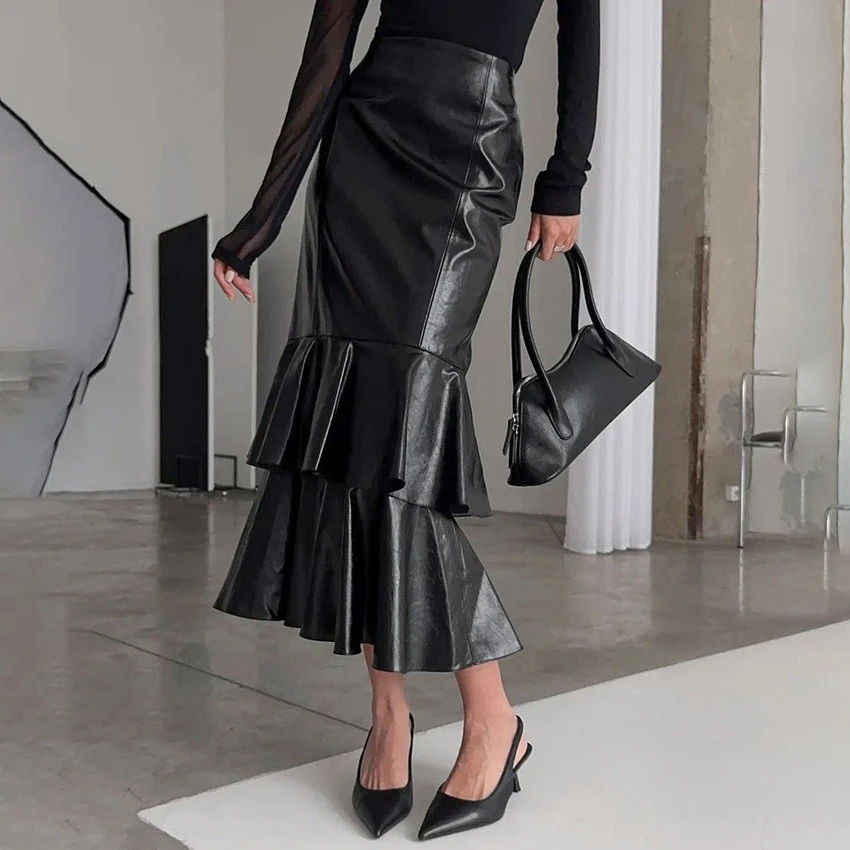 

2025 Autumn and Winter New Slim Fit High Waisted Long Skirt with Fashionable and Elegant Design
