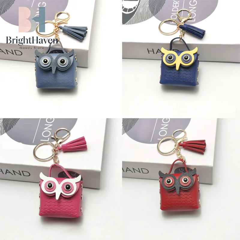 Porte-clés hibou mignon, mini porte-monnaie, pendentif pour sac d'école ou clés de voiture, portefeuille pour femme, porte-monnaie en cuir, porte-monnaie porte-clés B.H