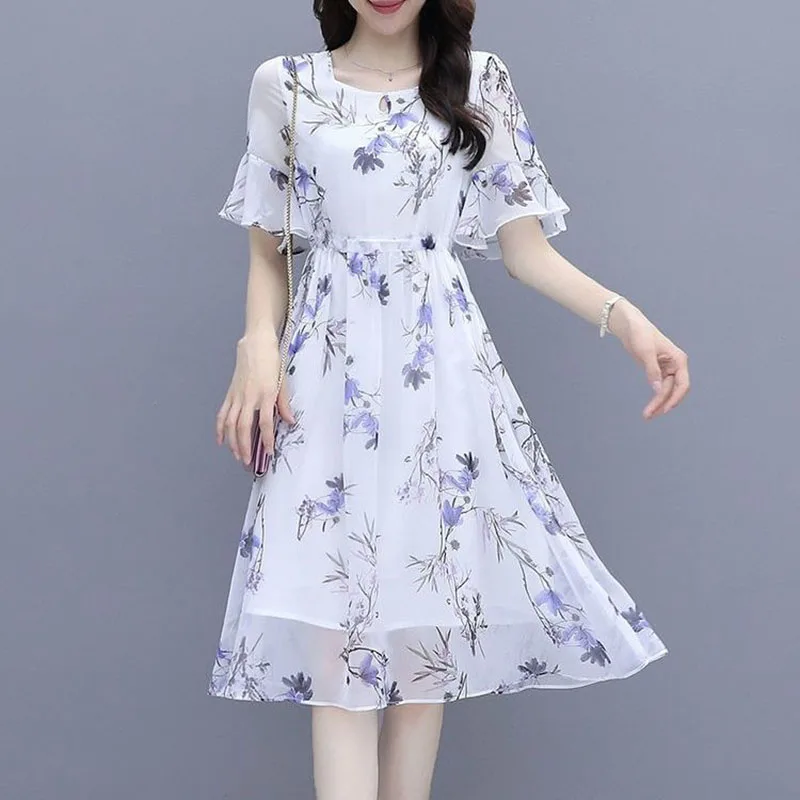 Abiti a maniche corte da donna per feste estive Boho stampa animalier che scorre vita alta girovita costumi da bagno prendisole resort semplice