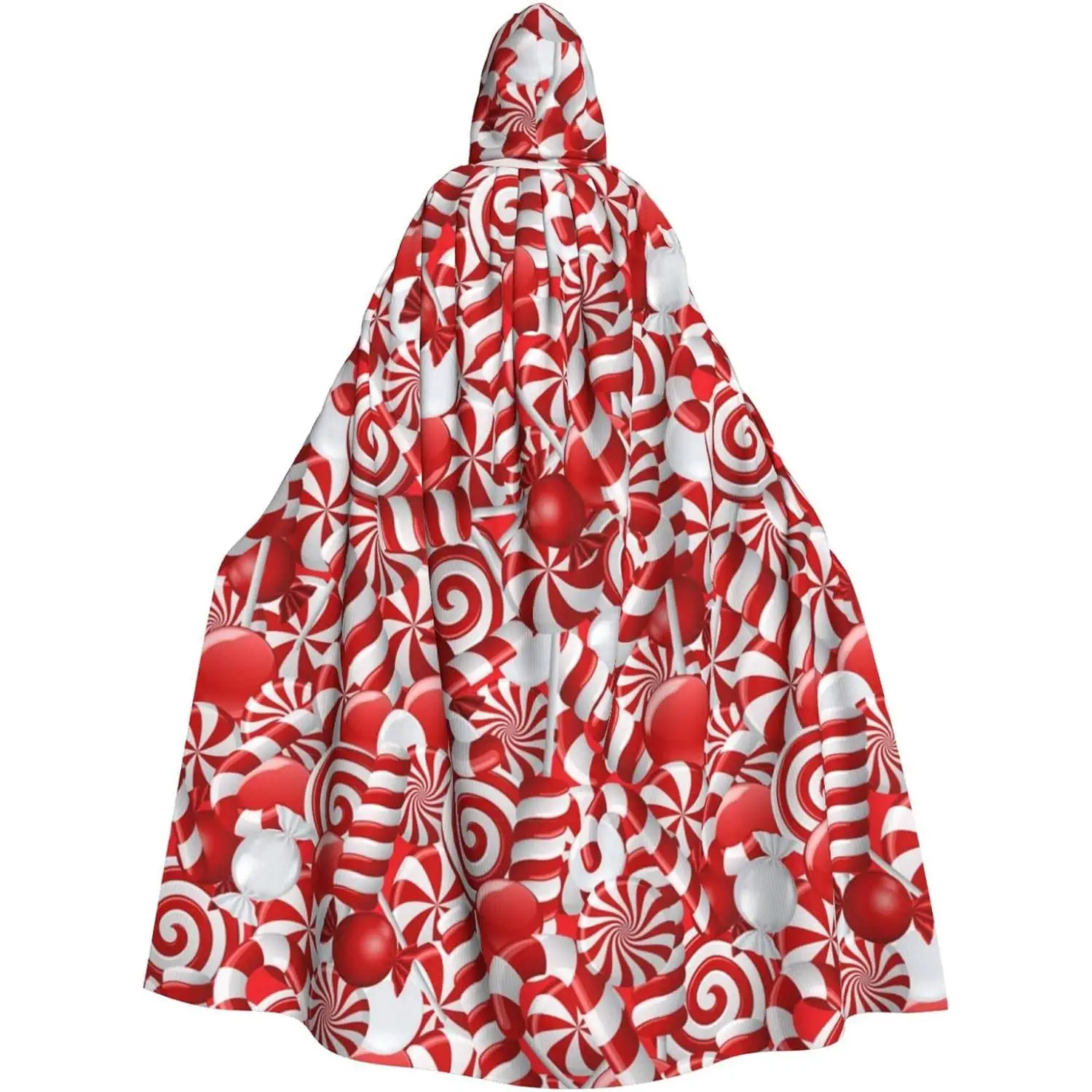 

Candy Canes Print Halloween Hooded Cloak Carnival Parties Hooded Cape For Cosplay Vampire Costume Hoodie Blanket for Travel