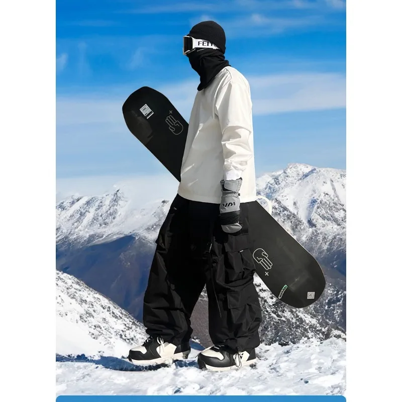 กางเกงสกีผู้ชาย กางเกงสโนว์บอร์ดกันน้ำ หนา อุ่น สไตล์อเมริกัน สำหรับงานหนัก กางเกงหิมะสำหรับผู้ชายและผู้หญิง