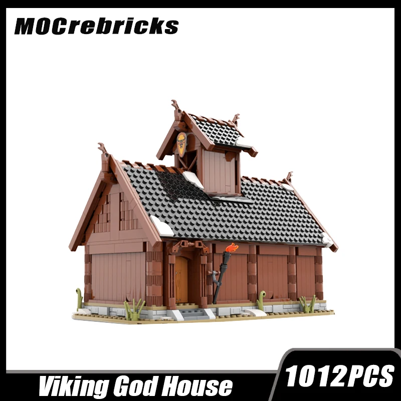 Medieval Series Modular Architecture Nordic Temple MOC Vikinges House Building Block Assemble Model Toy Brick DIY Children Gifts