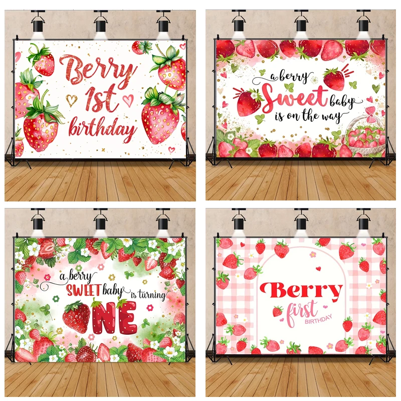 Erdbeer-Thema Sweet One 1. Kindergeburtstag, Party-Dekoration, Banner, Neugeborene, Babyparty, Wassermelone, Obst, Foto-Requisiten, Hintergrund