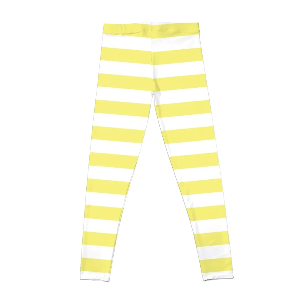 Small YELLOW and WHITE Horizontal Stripes Leggings Tight fitting woman Clothing fitness Womens Leggings