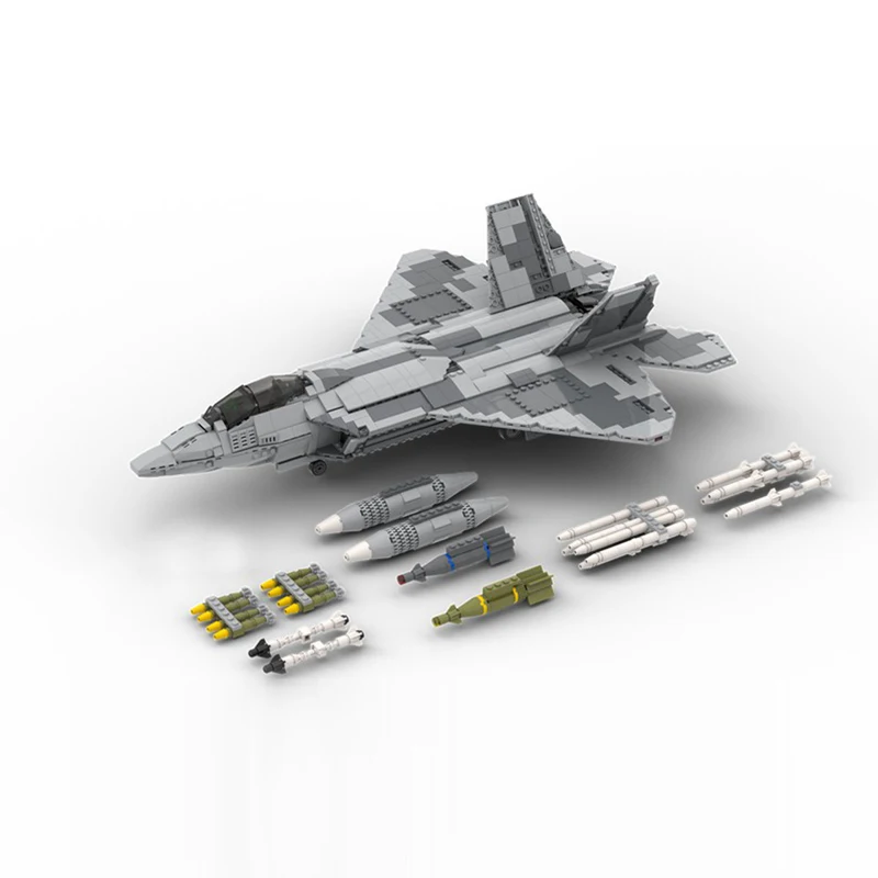 Moc bloco de construção lutador F-22 tecnologia tijolos aeronaves diy modelo montagem brinquedos das crianças do miúdo presente natal