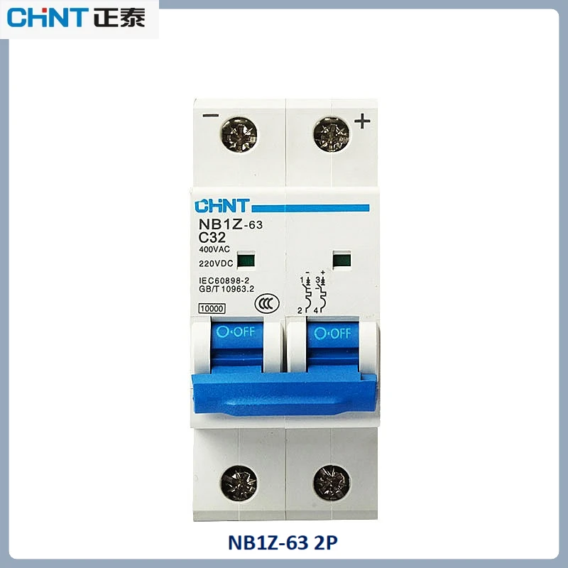 

Chint NB1Z-63 AC/DC 2P Air Switch Home Circuit Breaker 10-63A Overload Short-Circuit Protection Visible Isolation for Safety
