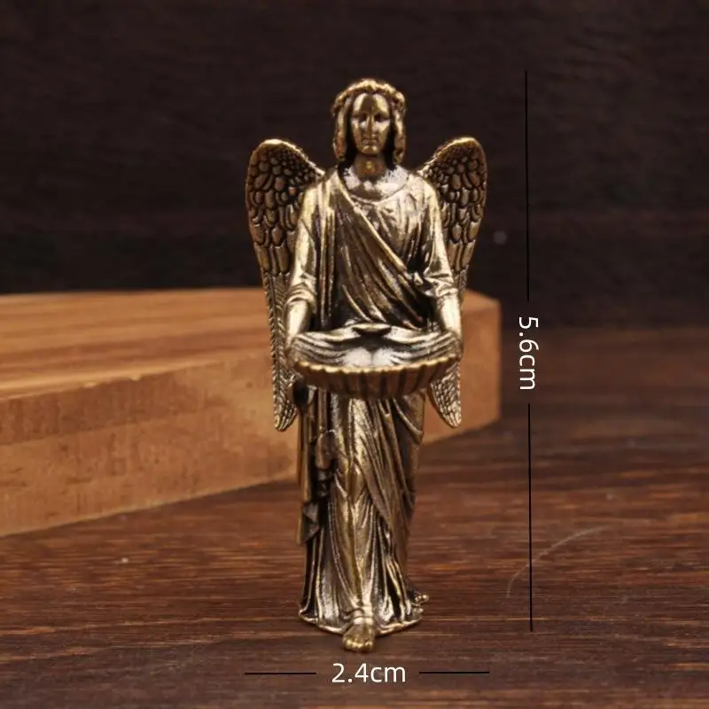 Vintage European Angel Craft Model; Metal Handmade Figurine Statue; Guardian Angel Wings Home Decor; Unique Ornament Character