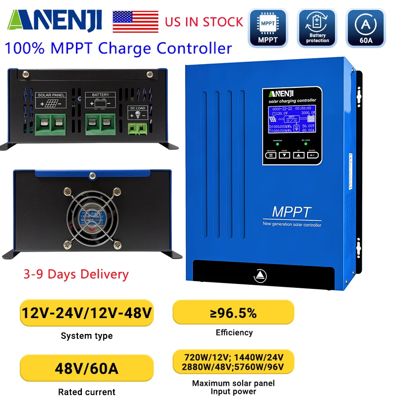 Anenji 60A Mppt Sol…