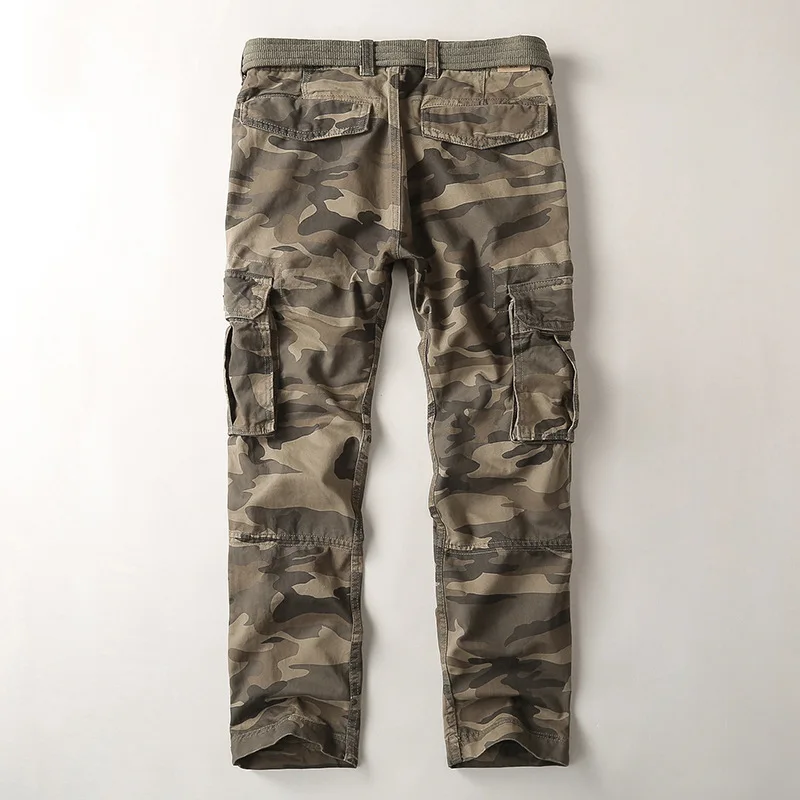 Autumn New Men's Cargo Pants with Belt Tactical Camouflage Pants Cotton Large Size Loose Casual Pants Outdoor Hiking Pants