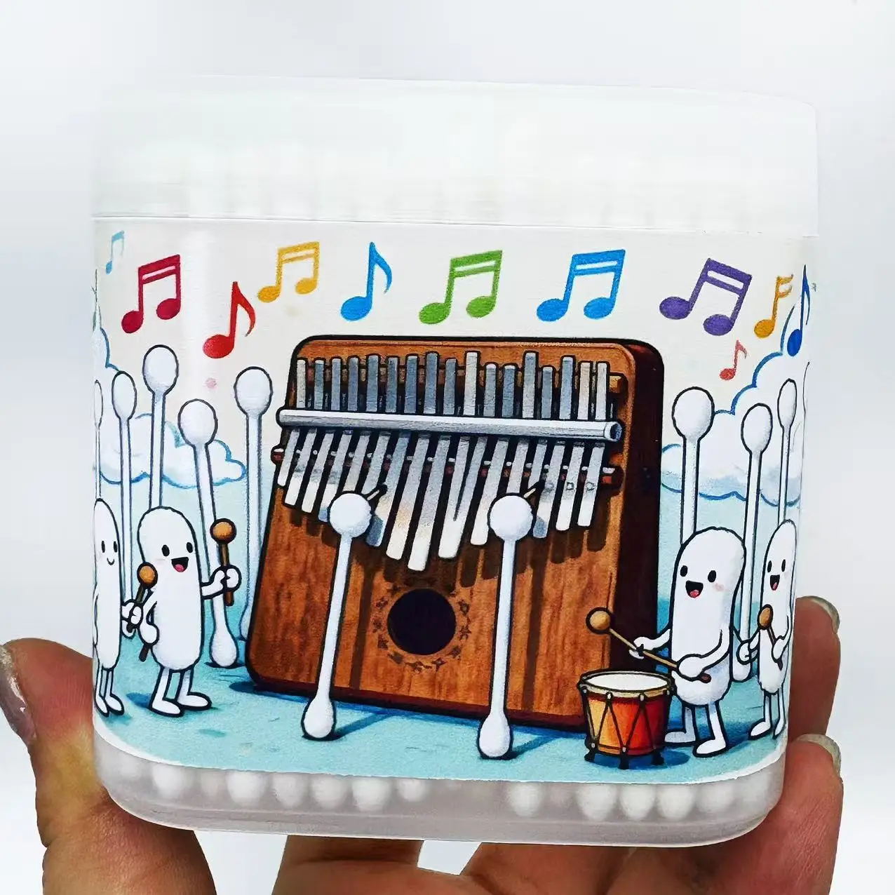 400개/600개 악기 테마 양면 면봉 창의적인 타악기 시리즈 면봉 스틱 흰색 나선형 원형 면봉 스틱