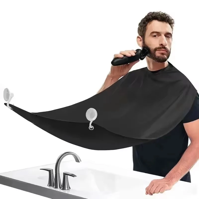 1-4 unidades de delantales de afeitado para hombre, creativos, con ventosa para espejo de pared, capa de corte de pelo, delantal de afeitado para bigote y barba, babero de limpieza para uso doméstico y de salón