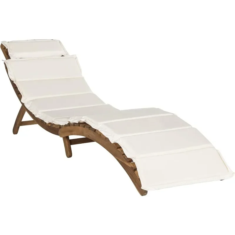 Outdoor Collection Pacifica Natural Brown Solid Wood/Beige Cushion 3-Piece Chaise Lounge Set with Table