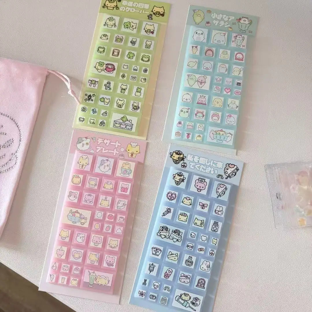 Japanese Soft Cute Small Square Glue Stickers Cute Cartoon Stickers Hand Account Card DIY Decorative Material Stickers Cute Gift