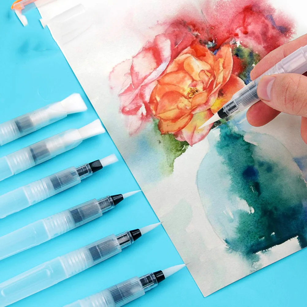 

6pcs Watercolor Paint Pens Water Injection Hand Painting Brush Creative Drawing Pen Lightweight Durable Art Student Gift Idea