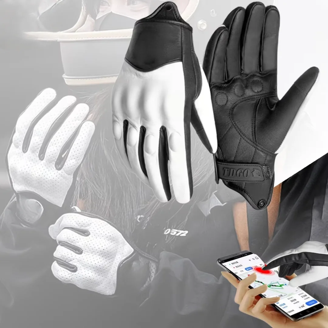

Motorcycle PU Leather Gloves Waterproof Breathable Moto Gloves PU Leather Motocross Riding Gloves Full Finger Four Seasons